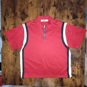 Cyber-On-Chip Red Zip Polo Shirt